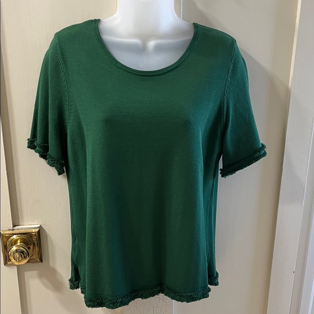 Ann Taylor Forest Green Short Sleeve Knit Tee